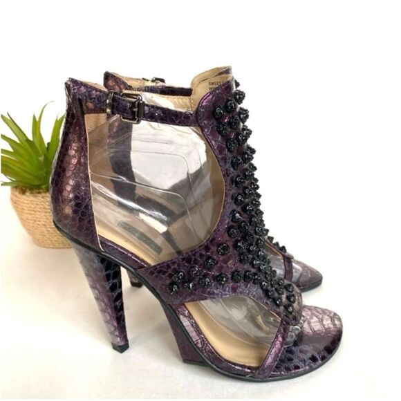 Kenneth Cole Sweet Greet Studded Heels Plum 7.5 - Picture 5 of 14